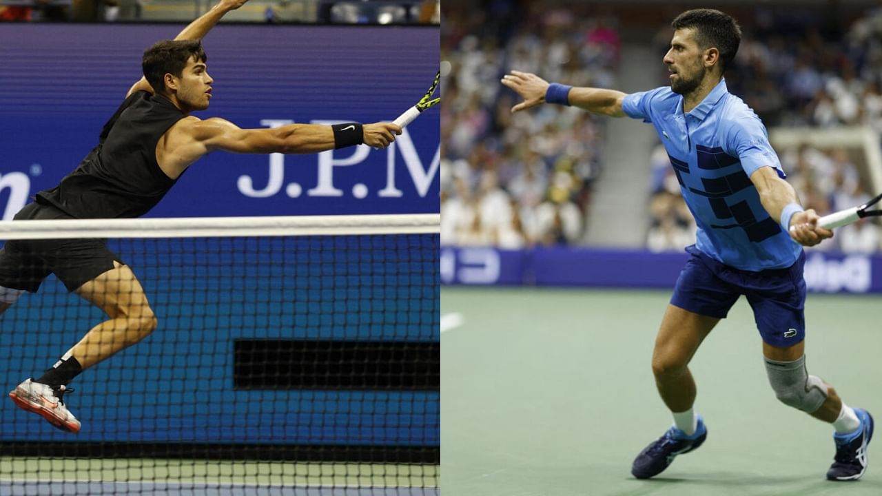 <div class="paragraphs"><p>Carlos Alcaraz (L); Novak Djokovic (R). </p></div>